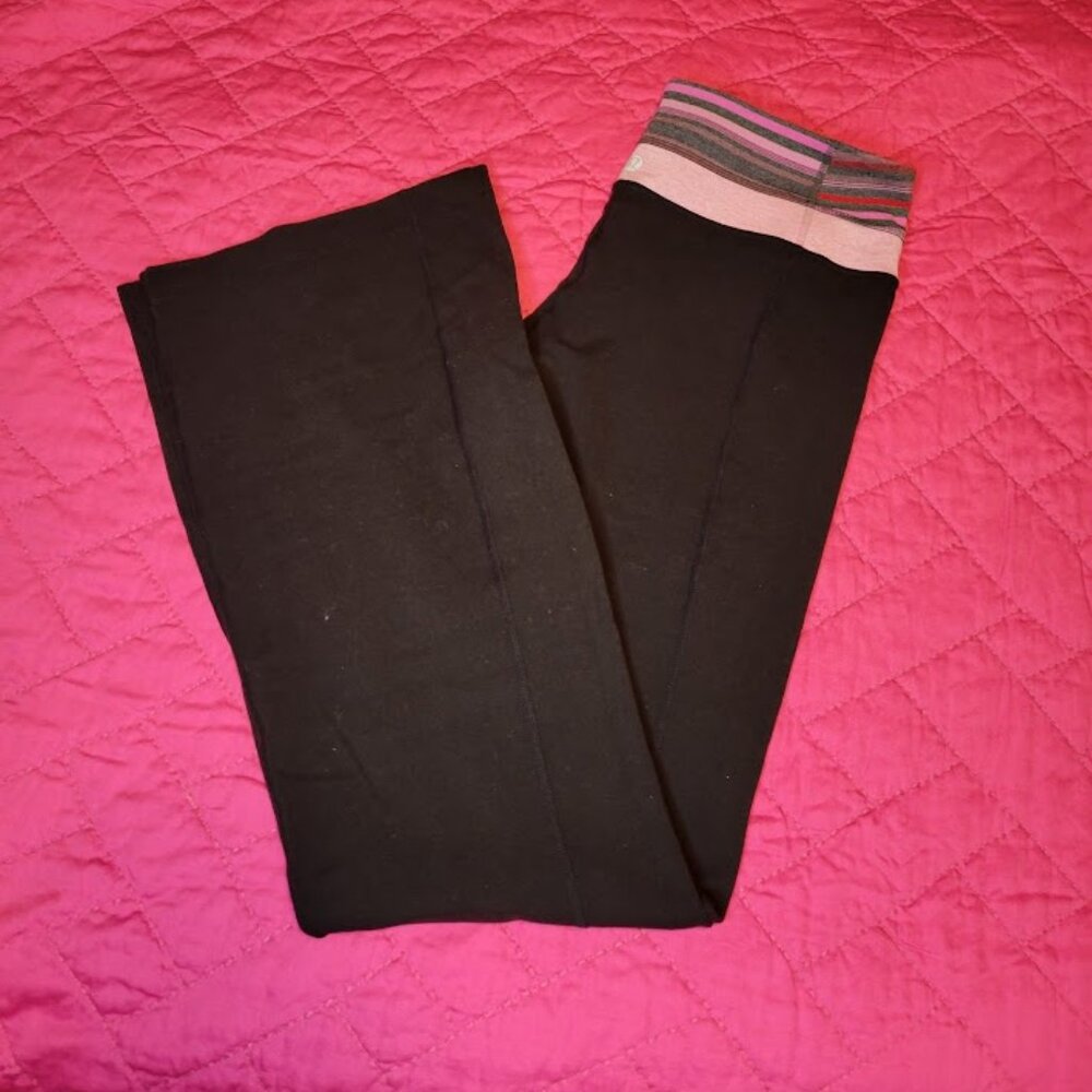 Lululemon Reversible Groove Bootcut Pants – Size 8, Black & Striped Waistband